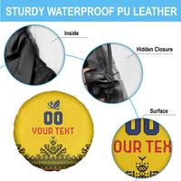 Custom Romania Rugby Spare Tire Cover Yellow Version Retro Style - Wonder Print Shop