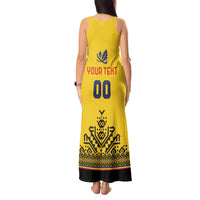 Custom Romania Rugby Tank Maxi Dress Yellow Version Retro Style - Wonder Print Shop