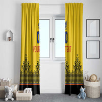Custom Romania Rugby Window Curtain Yellow Version Retro Style - Wonder Print Shop
