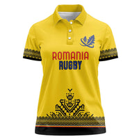 Custom Romania Rugby Women Polo Shirt Yellow Version Retro Style - Wonder Print Shop