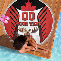 Custom Canada Hockey Beach Blanket Moose Playing Ice Hockey