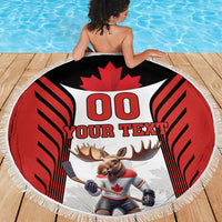 Custom Canada Hockey Beach Blanket Moose Playing Ice Hockey