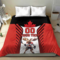 Custom Canada Hockey Bedding Set Moose Playing Ice Hockey