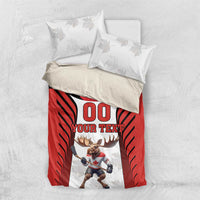Custom Canada Hockey Bedding Set Moose Playing Ice Hockey