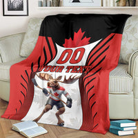 Custom Canada Hockey Blanket Moose Playing Ice Hockey