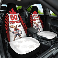Custom Canada Hockey Car Seat Cover Moose Playing Ice Hockey