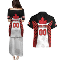 Custom Canada Hockey Couples Matching Puletasi and Hawaiian Shirt Moose Playing Ice Hockey
