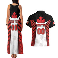 Custom Canada Hockey Couples Matching Tank Maxi Dress and Hawaiian Shirt Moose Playing Ice Hockey