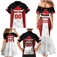 Custom Canada Hockey Family Matching Mermaid Dress and Hawaiian Shirt Moose Playing Ice Hockey