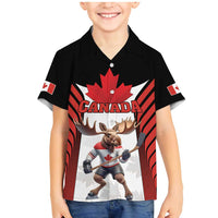 Custom Canada Hockey Family Matching Mermaid Dress and Hawaiian Shirt Moose Playing Ice Hockey