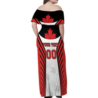 Custom Canada Hockey Family Matching Off Shoulder Maxi Dress and Hawaiian Shirt Moose Playing Ice Hockey