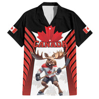 Custom Canada Hockey Family Matching Summer Maxi Dress and Hawaiian Shirt Moose Playing Ice Hockey