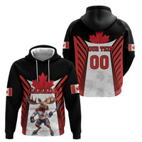 Custom Canada Hockey Hoodie Moose Playing Ice Hockey