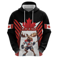 Custom Canada Hockey Hoodie Moose Playing Ice Hockey
