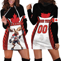 Custom Canada Hockey Hoodie Dress Moose Playing Ice Hockey