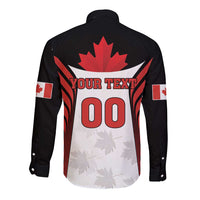 Custom Canada Hockey Long Sleeve Button Shirt Moose Playing Ice Hockey