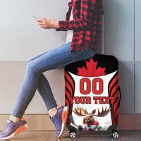 Custom Canada Hockey Luggage Cover Moose Playing Ice Hockey