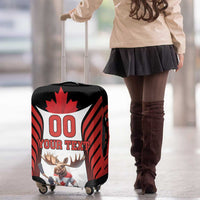 Custom Canada Hockey Luggage Cover Moose Playing Ice Hockey