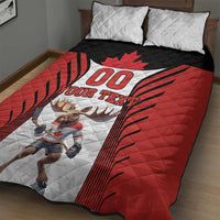 Custom Canada Hockey Quilt Bed Set Moose Playing Ice Hockey