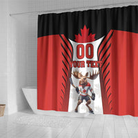 Custom Canada Hockey Shower Curtain Moose Playing Ice Hockey