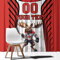 Custom Canada Hockey Window Curtain Moose Playing Ice Hockey