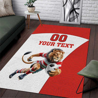 Custom England Football Area Rug Lion Mascot Sporty Version