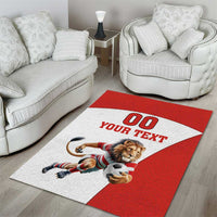Custom England Football Area Rug Lion Mascot Sporty Version