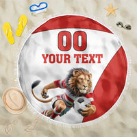 Custom England Football Beach Blanket Lion Mascot Sporty Version
