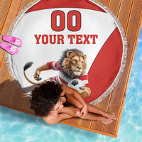 Custom England Football Beach Blanket Lion Mascot Sporty Version