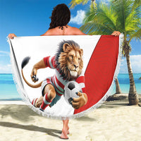 Custom England Football Beach Blanket Lion Mascot Sporty Version
