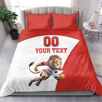 Custom England Football Bedding Set Lion Mascot Sporty Version