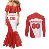 Custom England Football Couples Matching Mermaid Dress and Long Sleeve Button Shirt Lion Mascot Sporty Version