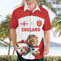 Custom England Football Hawaiian Shirt Lion Mascot Sporty Version