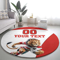 Custom England Football Round Carpet Lion Mascot Sporty Version