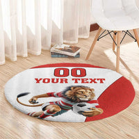 Custom England Football Round Carpet Lion Mascot Sporty Version