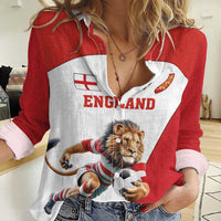Custom England Football Women Casual Shirt Lion Mascot Sporty Version