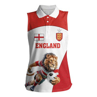 Custom England Football Women Sleeveless Polo Shirt Lion Mascot Sporty Version