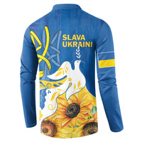 Stand For Ukraine Button Sweatshirt Dove Of Peace Sunflower
