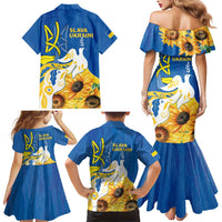 Stand For Ukraine Family Matching Mermaid Dress and Hawaiian Shirt Dove Of Peace Sunflower