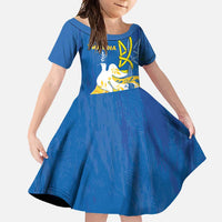 Stand For Ukraine Family Matching Off Shoulder Maxi Dress and Hawaiian Shirt Dove Of Peace Sunflower