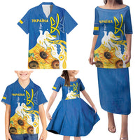 Stand For Ukraine Family Matching Puletasi and Hawaiian Shirt Dove Of Peace Sunflower