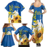 Stand For Ukraine Family Matching Summer Maxi Dress and Hawaiian Shirt Dove Of Peace Sunflower