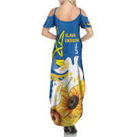 Stand For Ukraine Family Matching Summer Maxi Dress and Hawaiian Shirt Dove Of Peace Sunflower