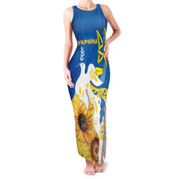 Stand For Ukraine Family Matching Tank Maxi Dress and Hawaiian Shirt Dove Of Peace Sunflower