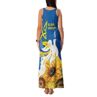 Stand For Ukraine Family Matching Tank Maxi Dress and Hawaiian Shirt Dove Of Peace Sunflower