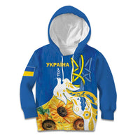 Stand For Ukraine Kid Hoodie Dove Of Peace Sunflower