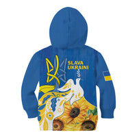 Stand For Ukraine Kid Hoodie Dove Of Peace Sunflower