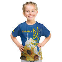 Stand For Ukraine Kid T Shirt Dove Of Peace Sunflower