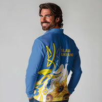 Stand For Ukraine Long Sleeve Polo Shirt Dove Of Peace Sunflower