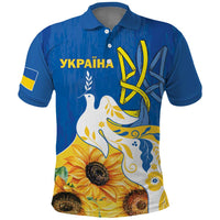 Stand For Ukraine Polo Shirt Dove Of Peace Sunflower